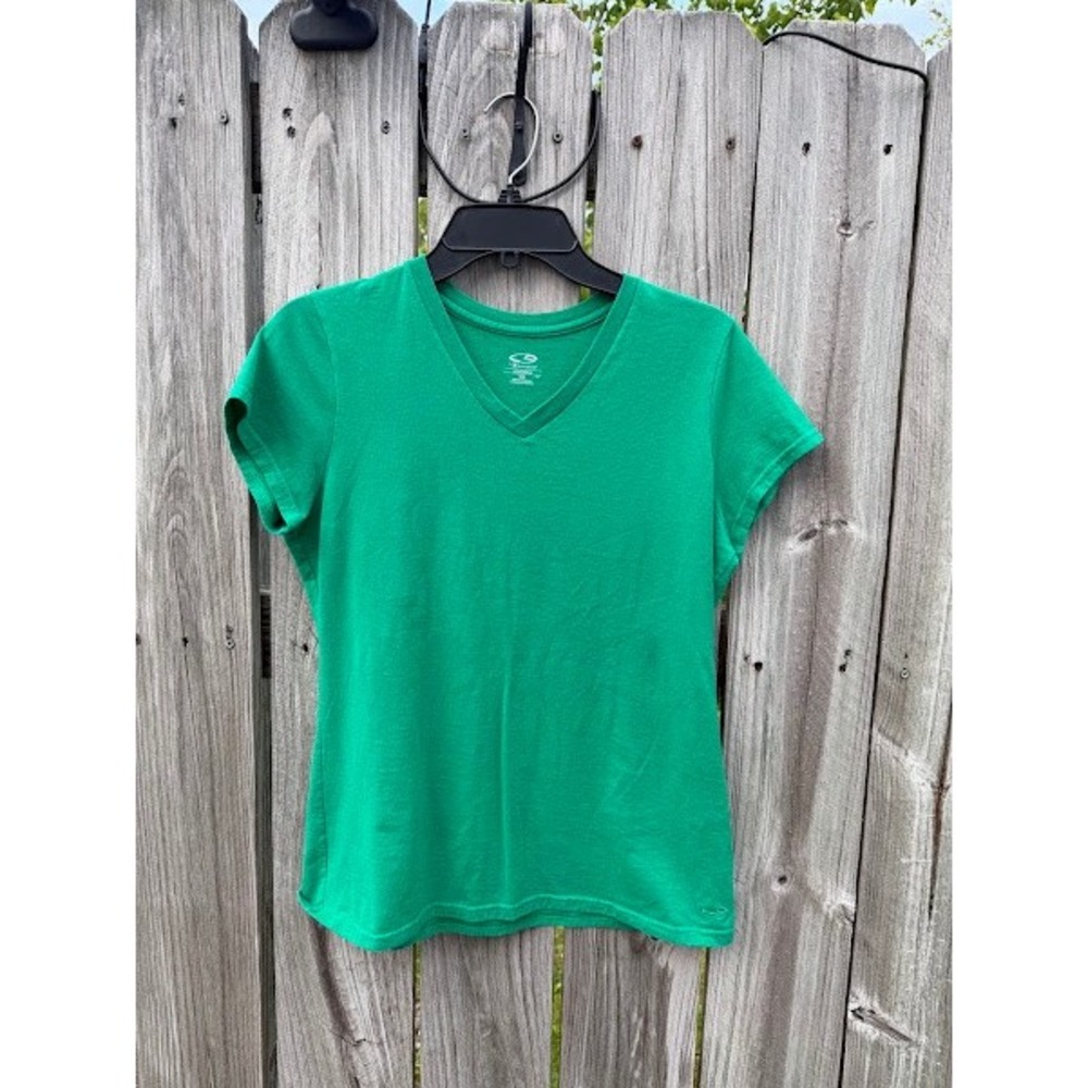 C9 by Champion Womens V-Neck Short Sleeve Activewear Tee Green Size Medium M